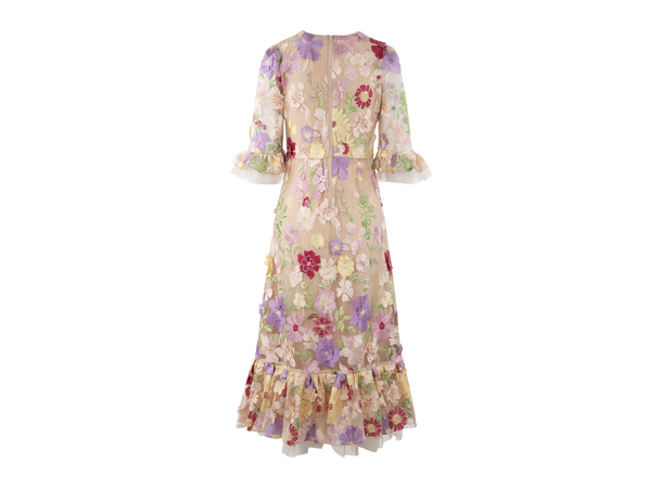 Lisette Dress Spring blossoms S 3D flower maxi dress 