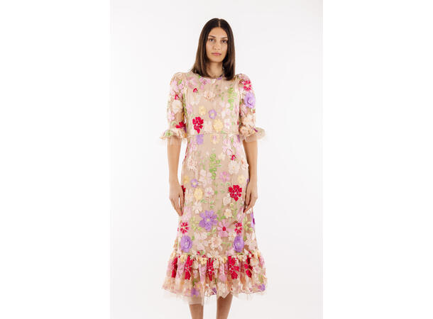 Lisette Dress Spring blossoms S 3D flower maxi dress 