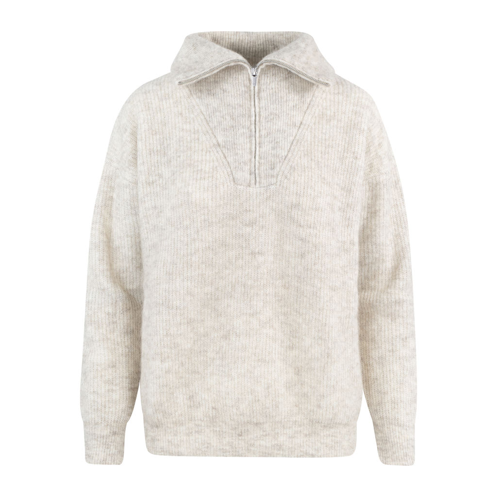 Alana Half-zip Grey Melange L Half-zip mohair sweater