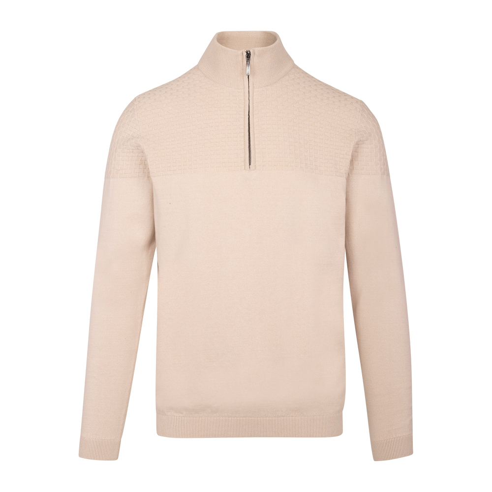 Urban Pioneers Male Abel Half-zip SWEATER LIGHT SAND