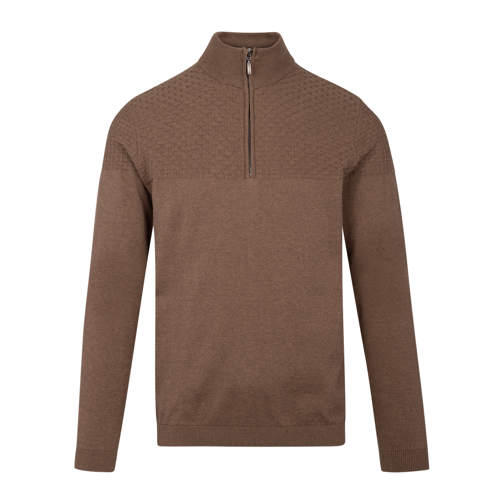 Urban Pioneers Male Abel Half-zip SWEATER MID BROWN