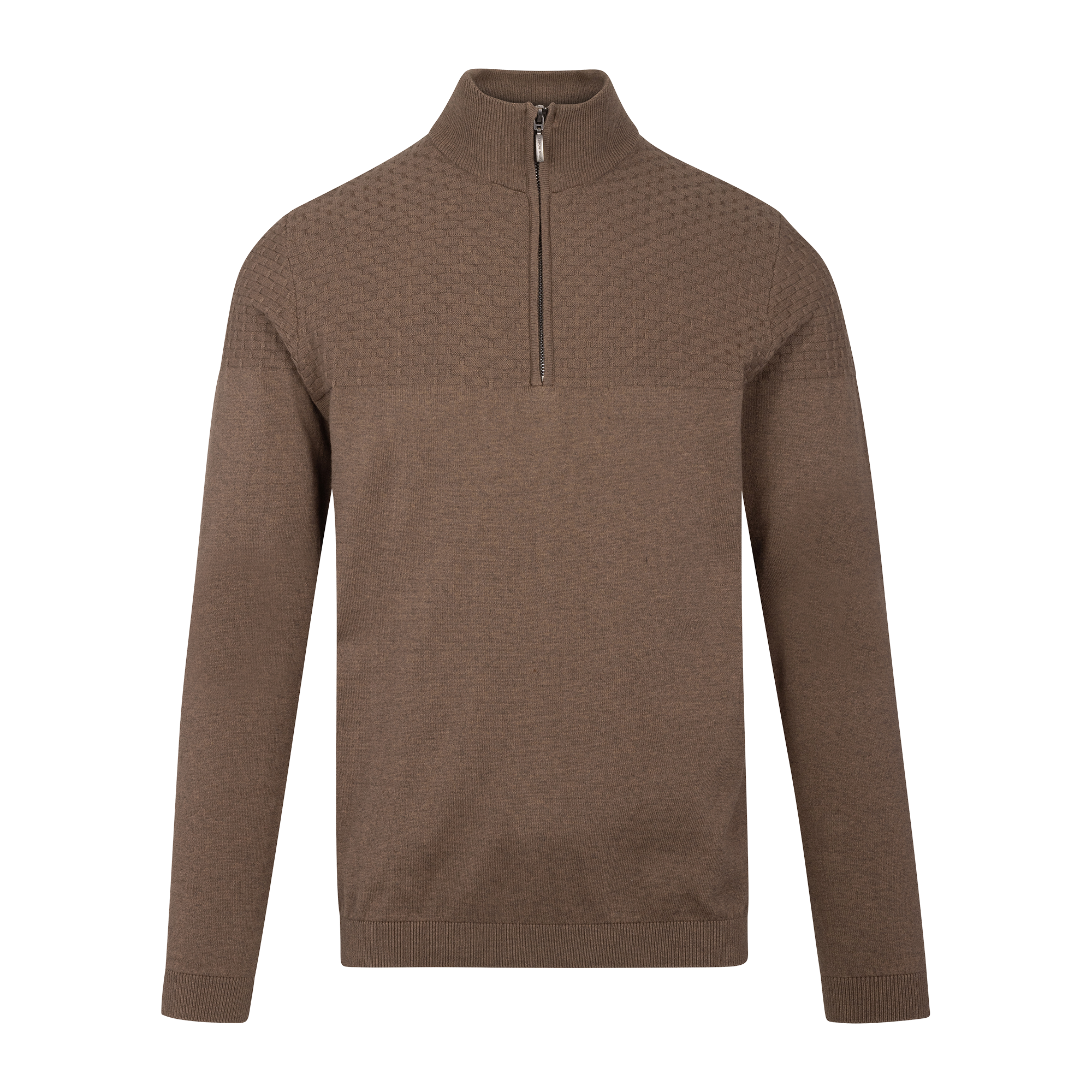Urban Pioneers Male Abel Half-zip SWEATER MID BROWN