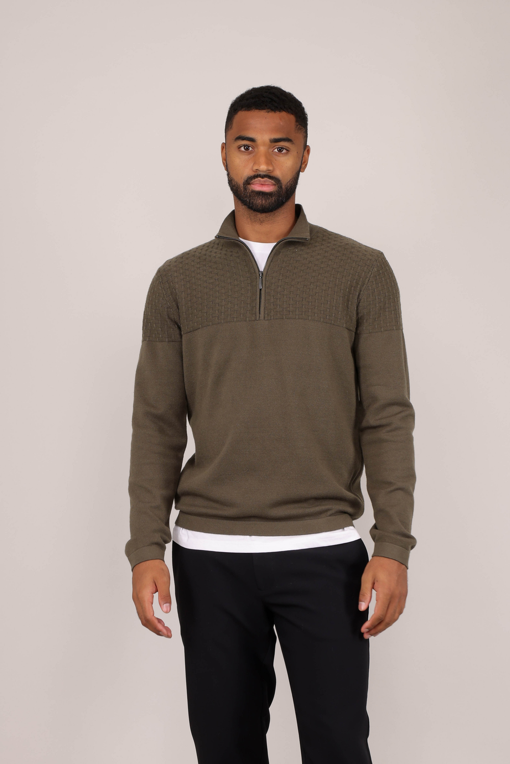Urban Pioneers Male Amman Half-zip SWEATER OLIVE