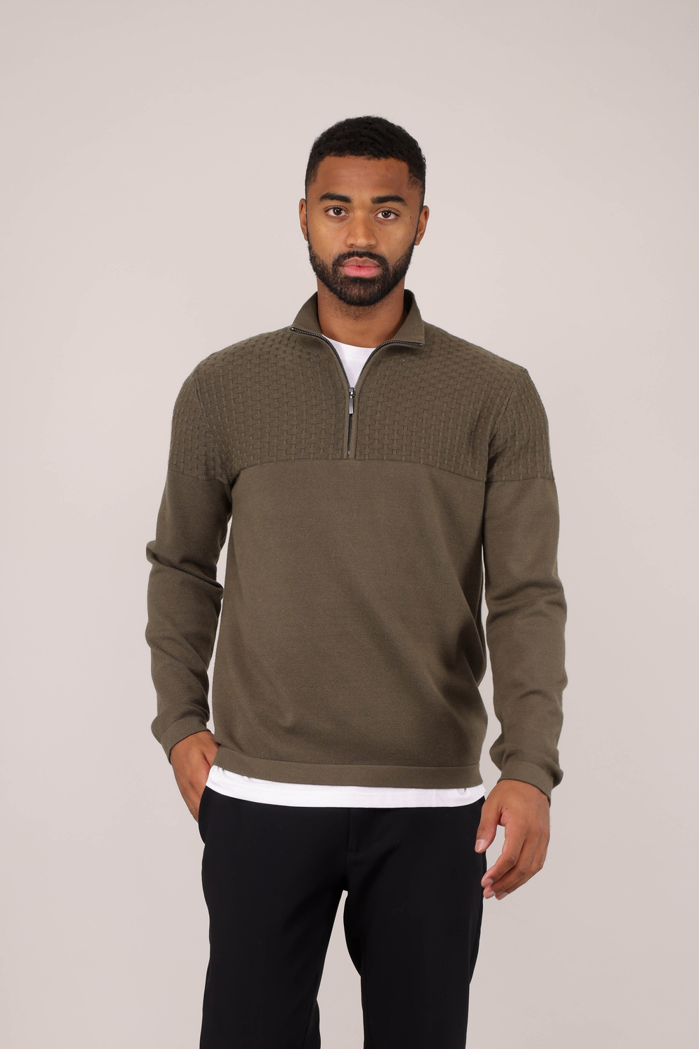 Urban Pioneers Male Amman Half-zip SWEATER OLIVE