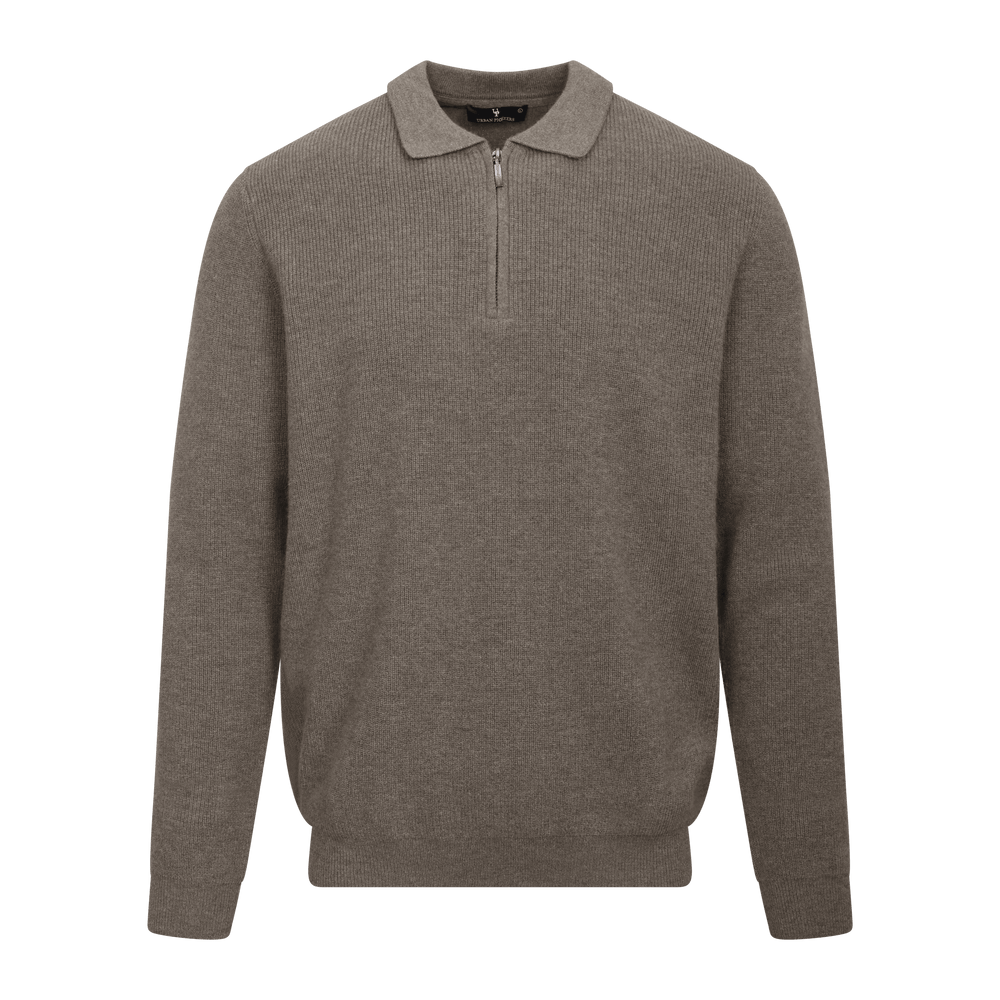 Urban Pioneers Male Austin Half-zip SWEATER MID BROWN