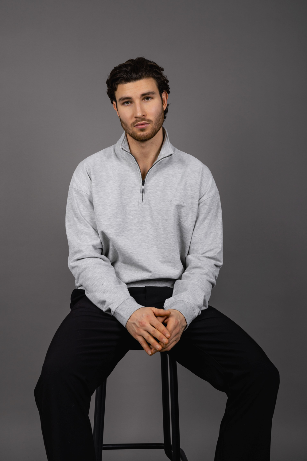 Urban Pioneers Male Chow Half-zip SWEATER LIGHT GREY MELANGE