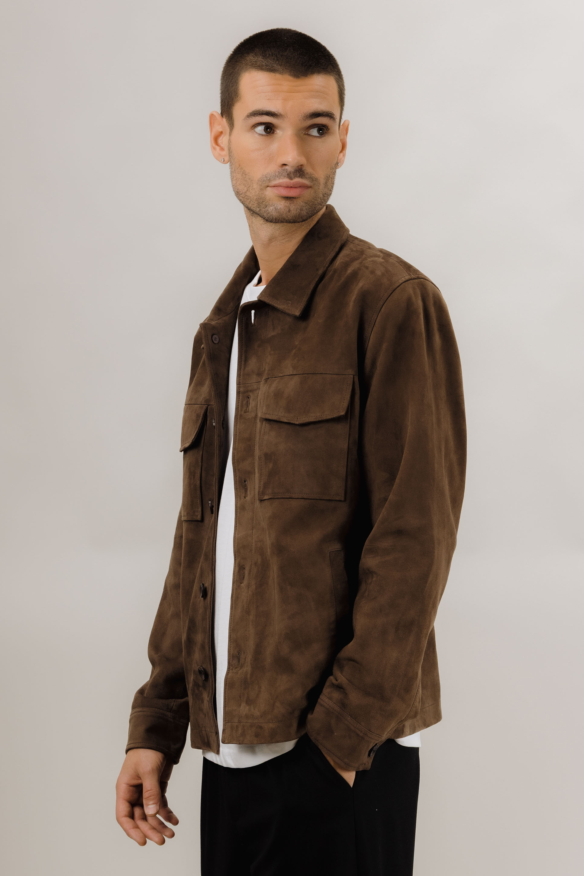 Urban Pioneers Male Cruz Suede SHIRT CHOCOLATE BROWN