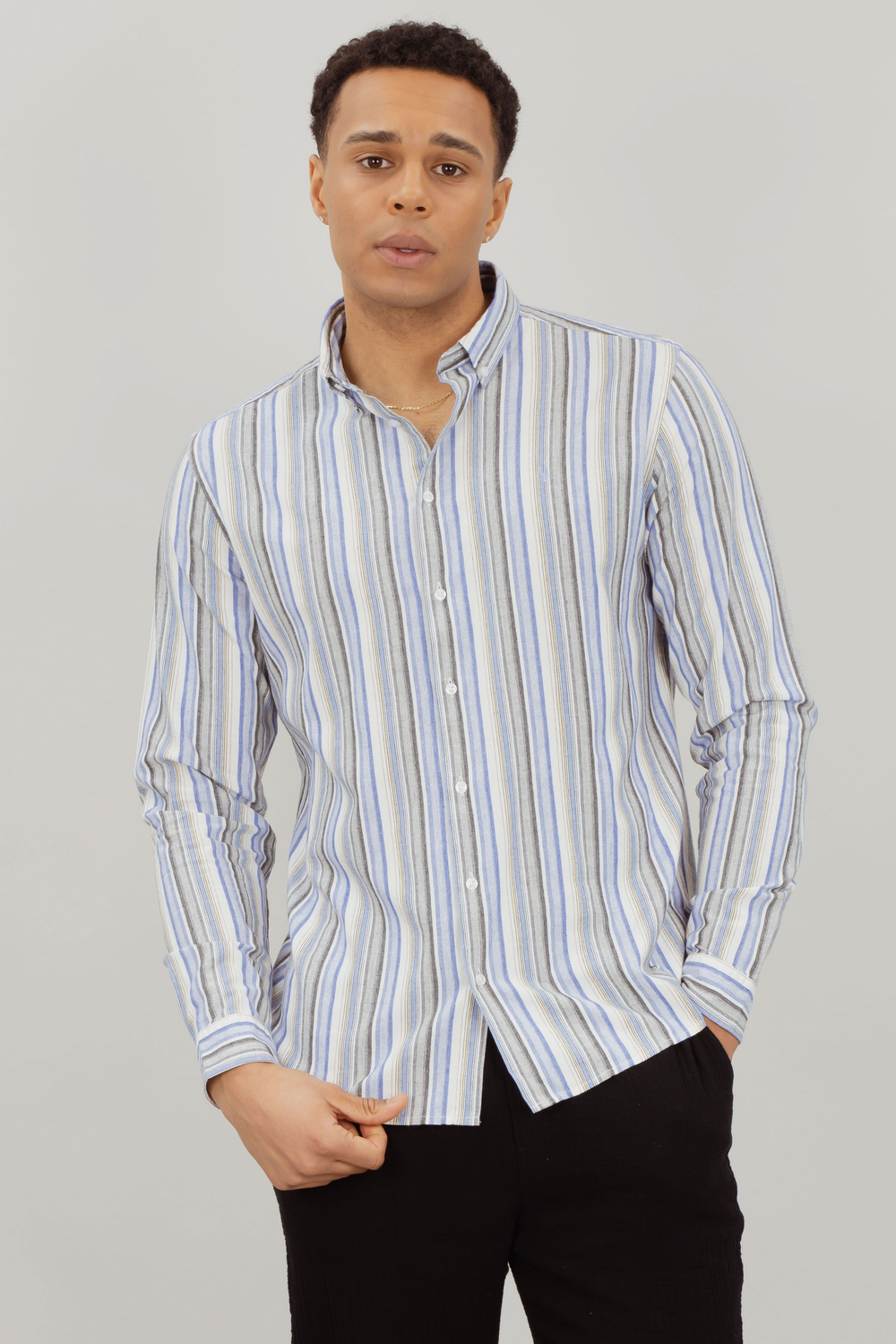 Urban Pioneers Male Daniel LS Shirt SHIRT BLUE MULTI