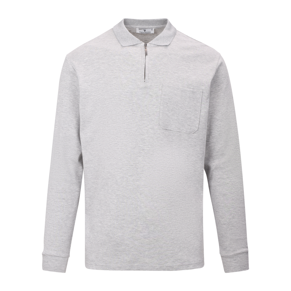 Urban Pioneers Male Denis LS Pique PIQUE LIGHT GREY MELANGE