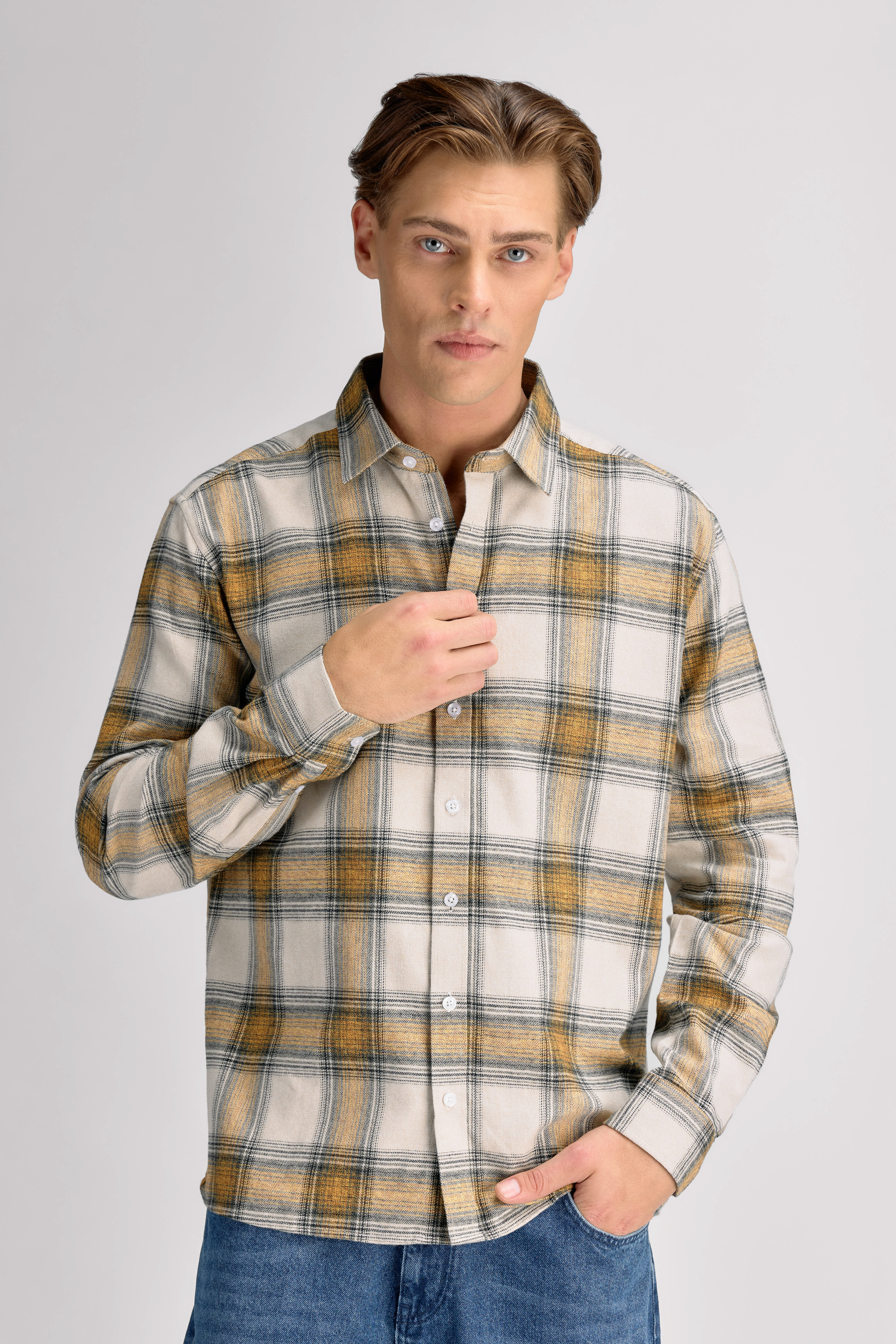 Urban Pioneers Male Everett LS Shirt SHIRT YELLOW CHECK