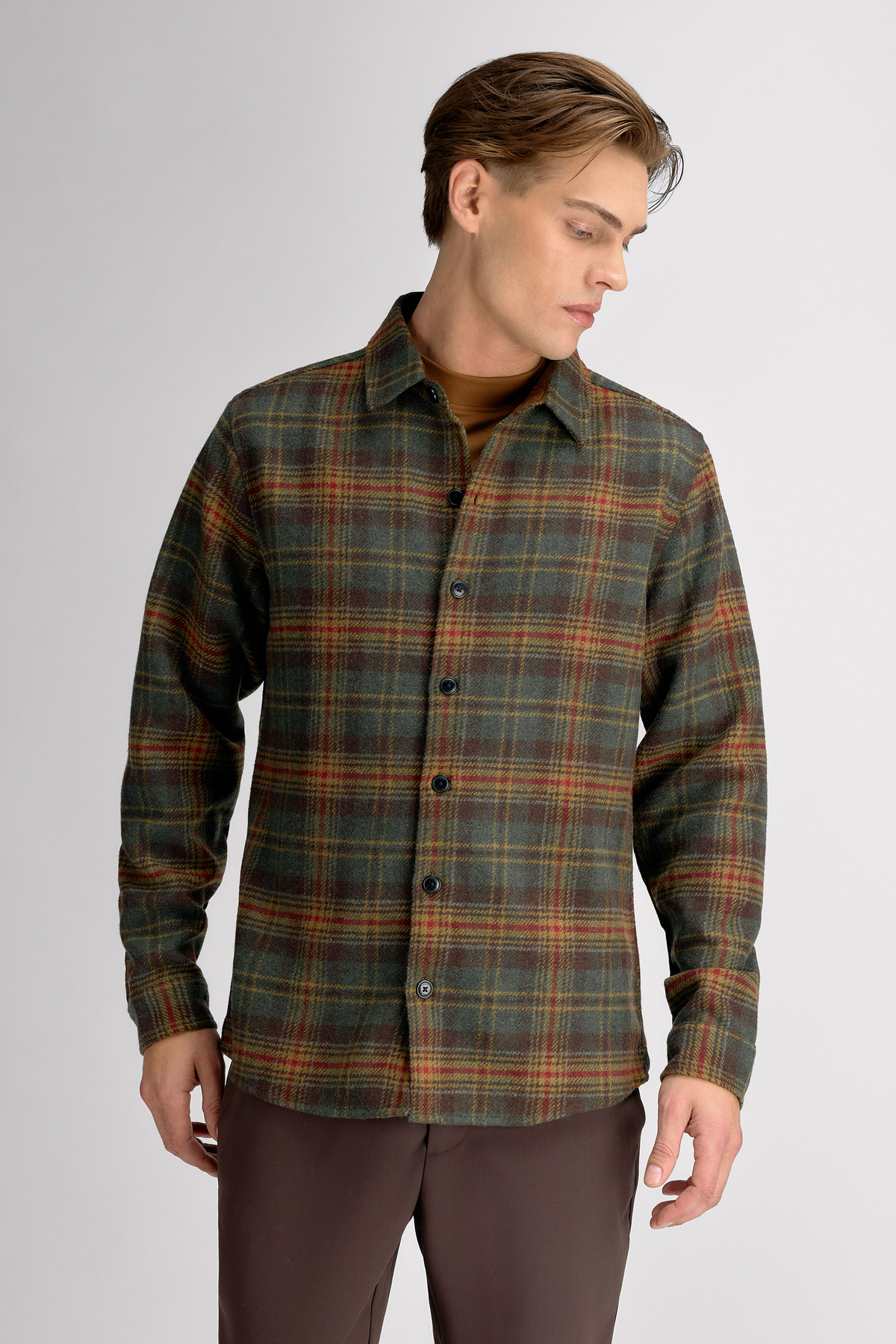 Urban Pioneers Male Felix LS Shirt SHIRT DARK OLIVE CHECK