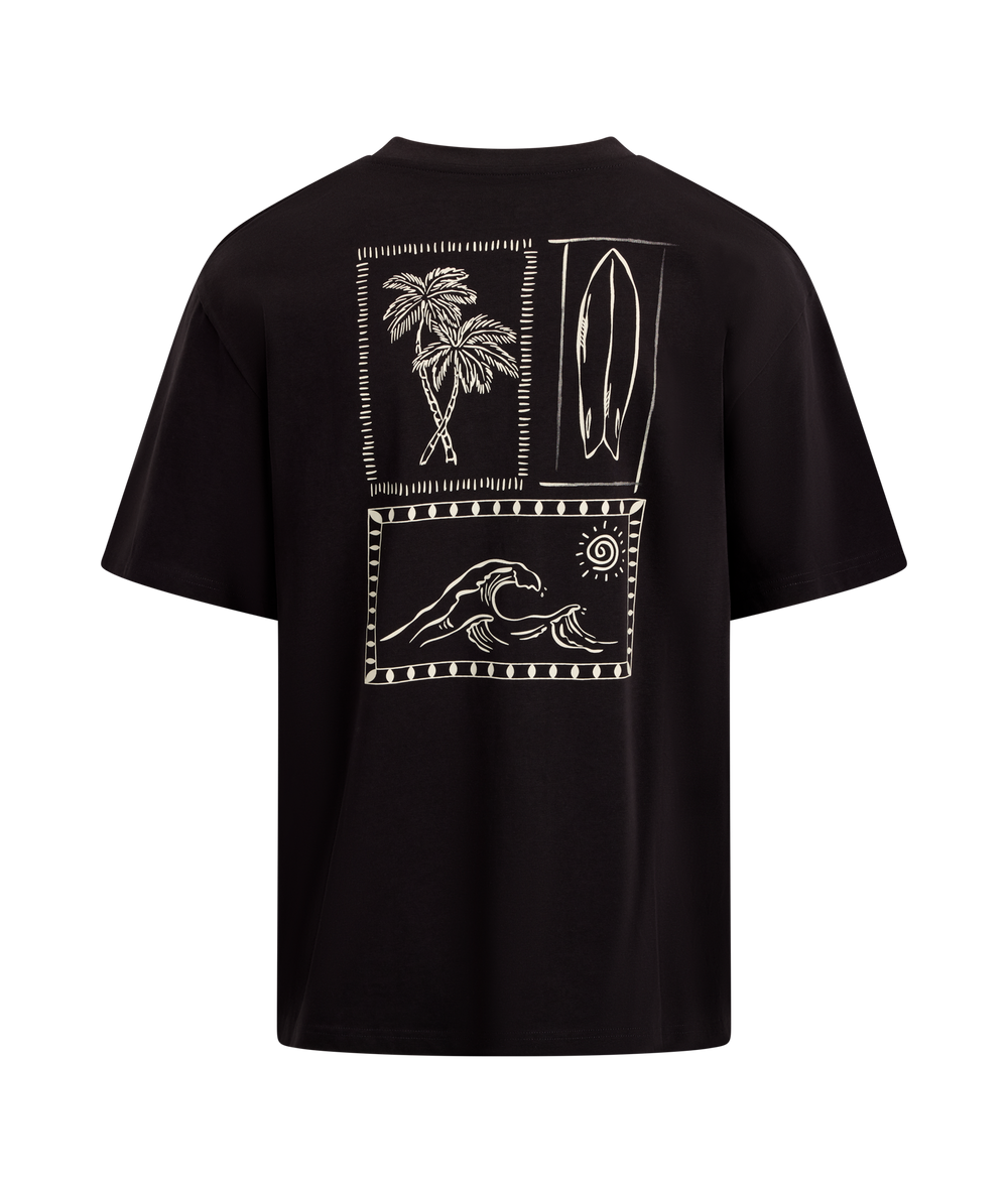 Urban Pioneers Male Flavio Tee T-SHIRT WASHED BLACK SURFER