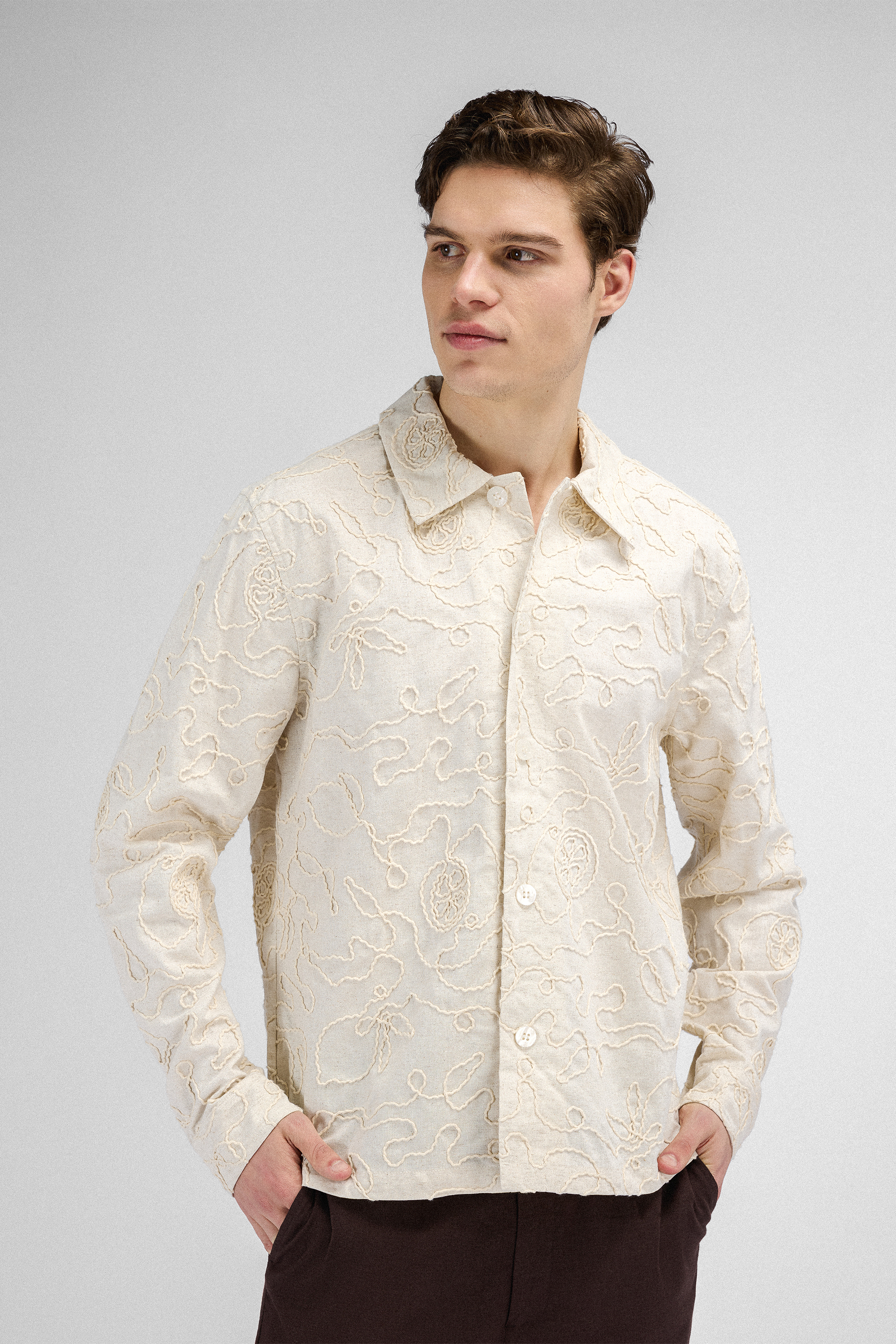 Urban Pioneers Male Florian Overshirt OVERSHIRT CREAM AOP