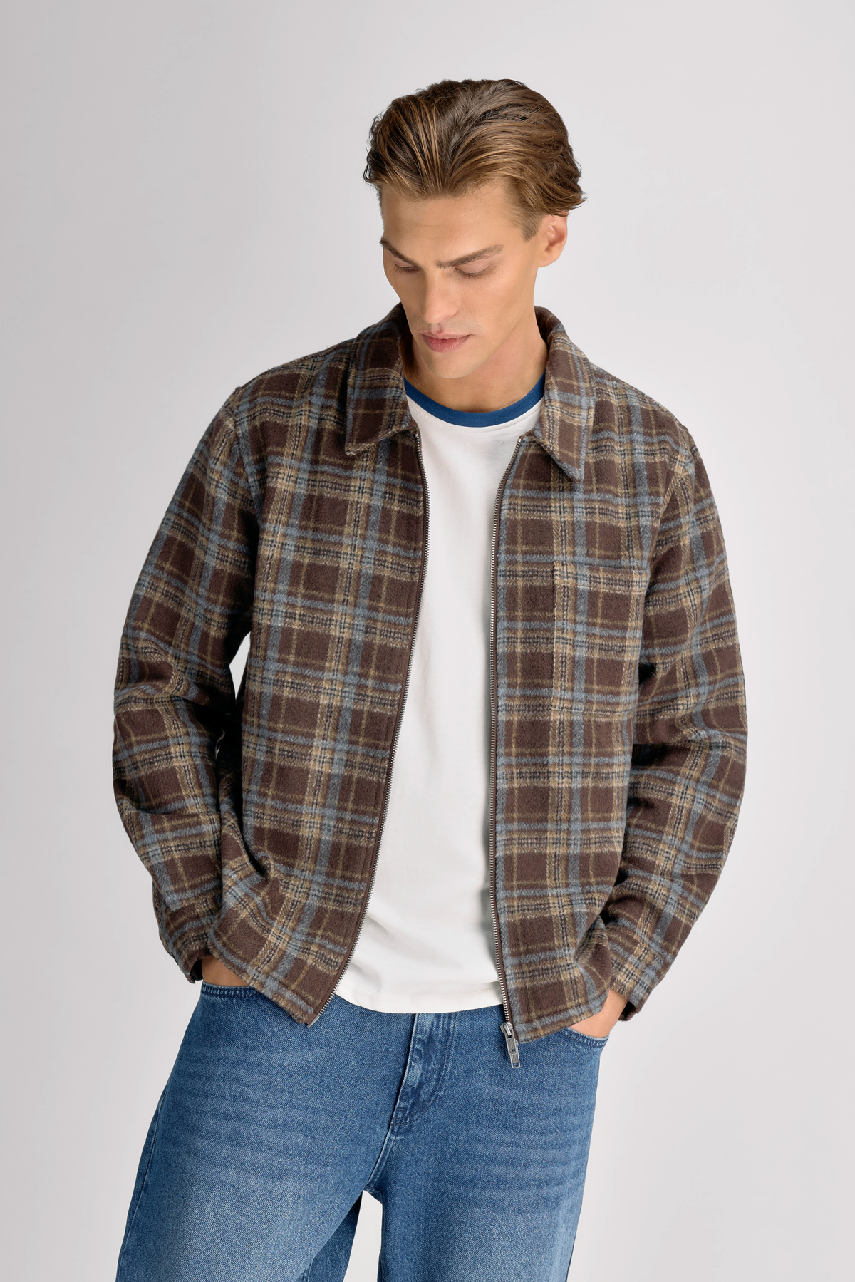 Urban Pioneers Male Guido Zip Shirt SHIRT BLUE CHECK