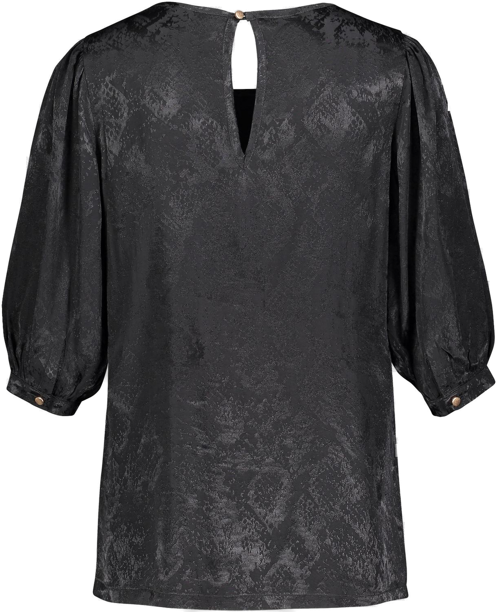 Jamila jacquard bluse med 3/4 ermer