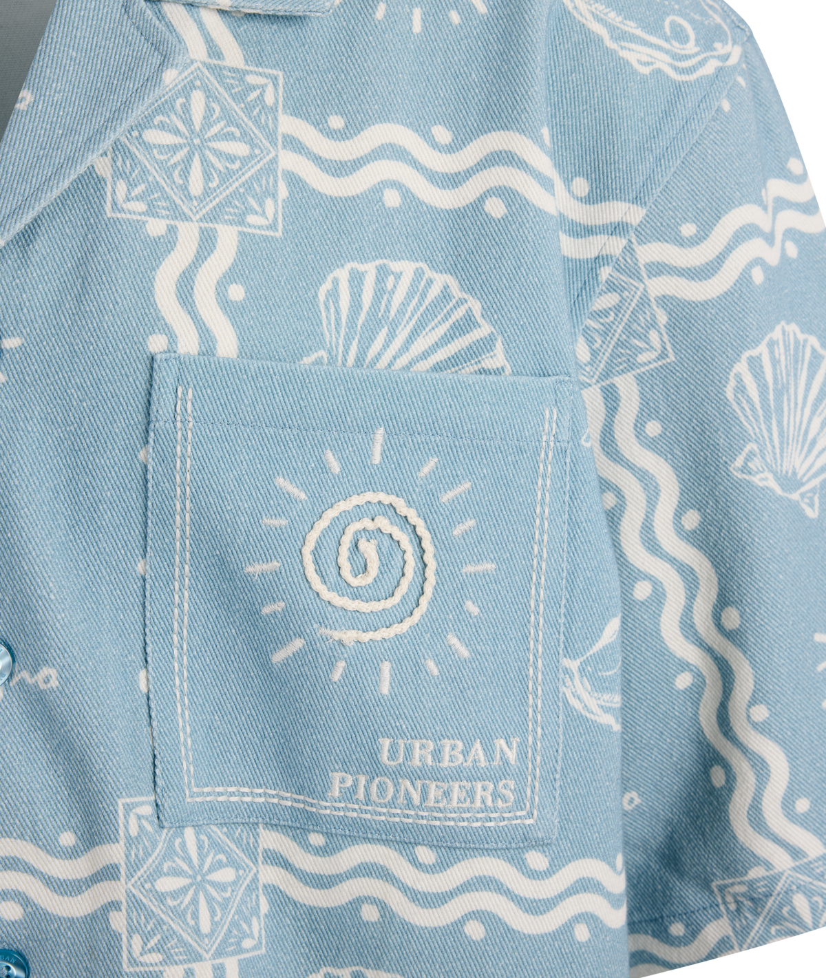 Urban Pioneers Male Loic SS Shirt SS SHIRT LIGHT DENIM AOP