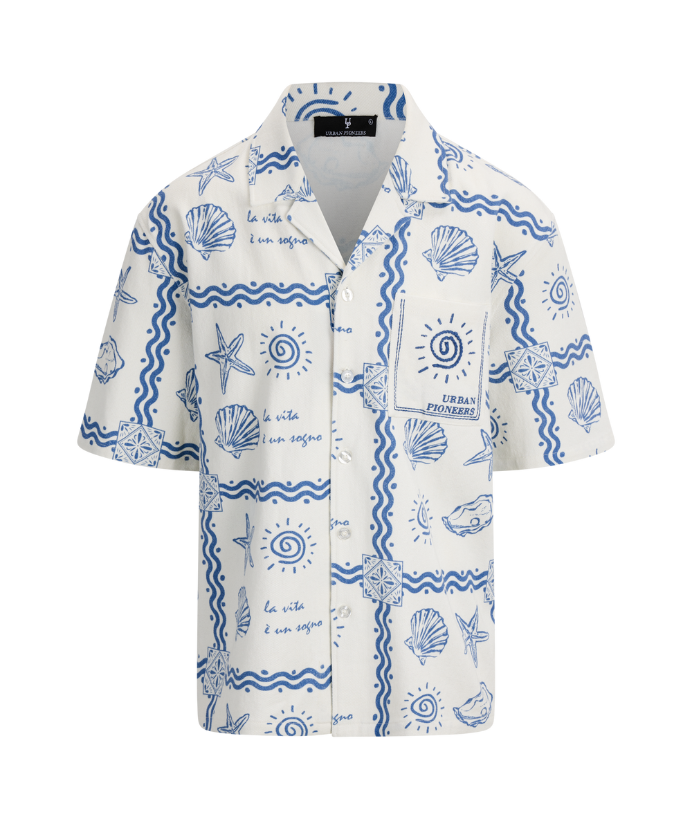Urban Pioneers Male Loic SS Shirt SS SHIRT TRUE NAVY AOP