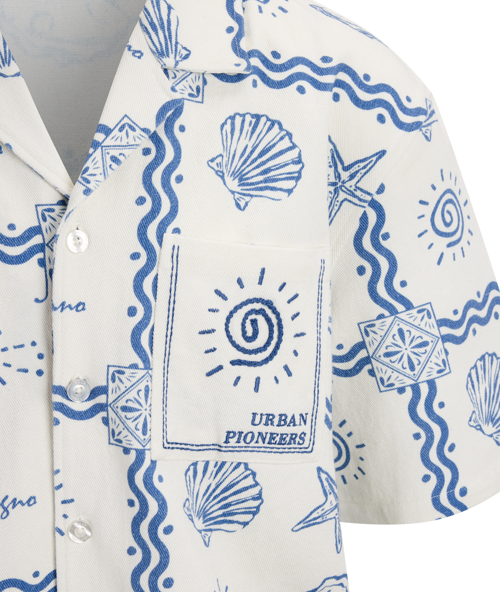 Urban Pioneers Male Loic SS Shirt SS SHIRT TRUE NAVY AOP