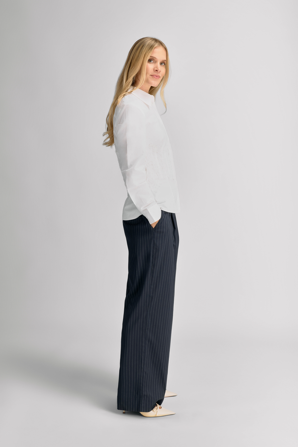 Urban Pioneers Female Margaret Pants PANTS DARK NAVY PINSTRIPE