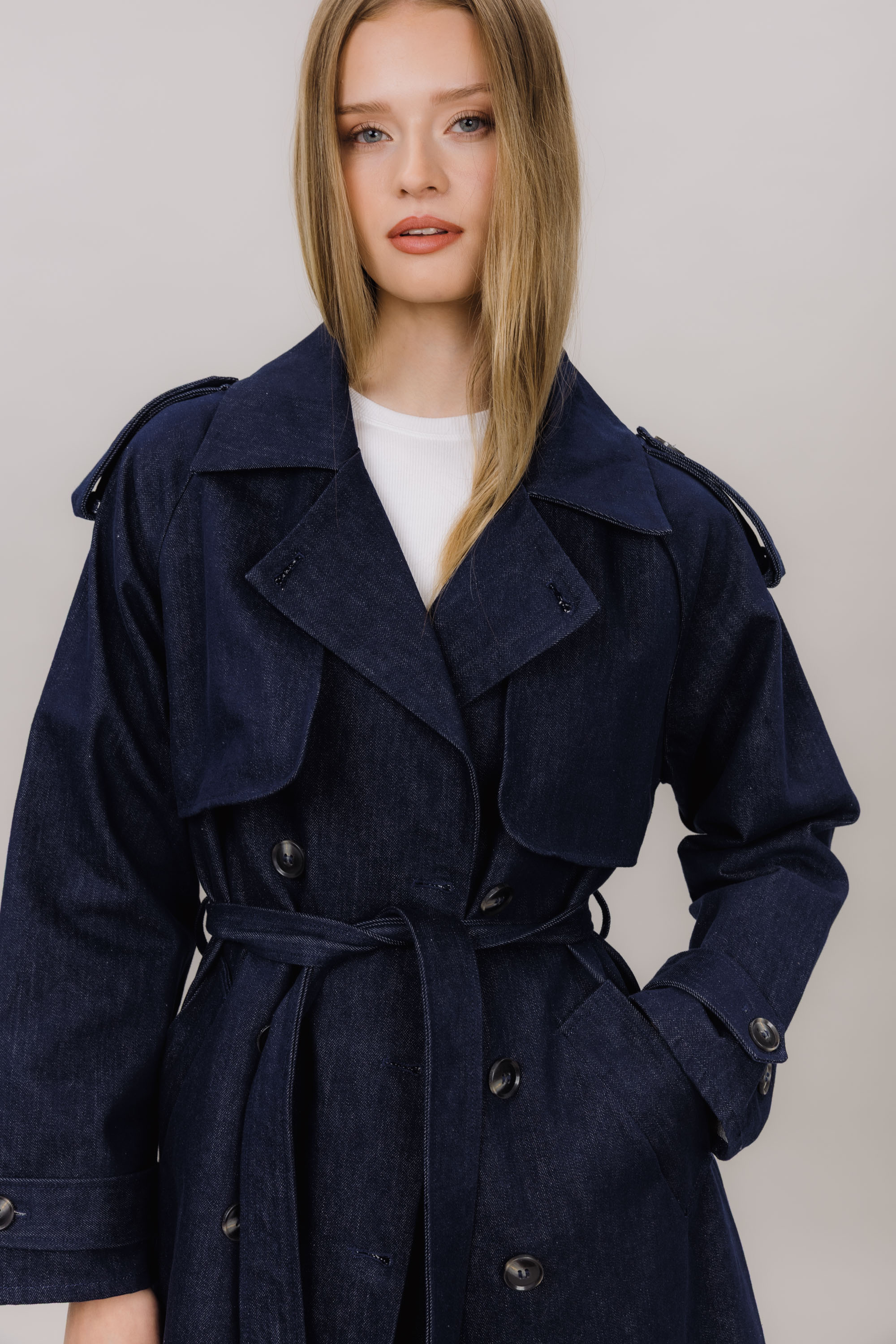 Urban Pioneers Female Miley Trenchcoat COAT DARK NAVY DENIM