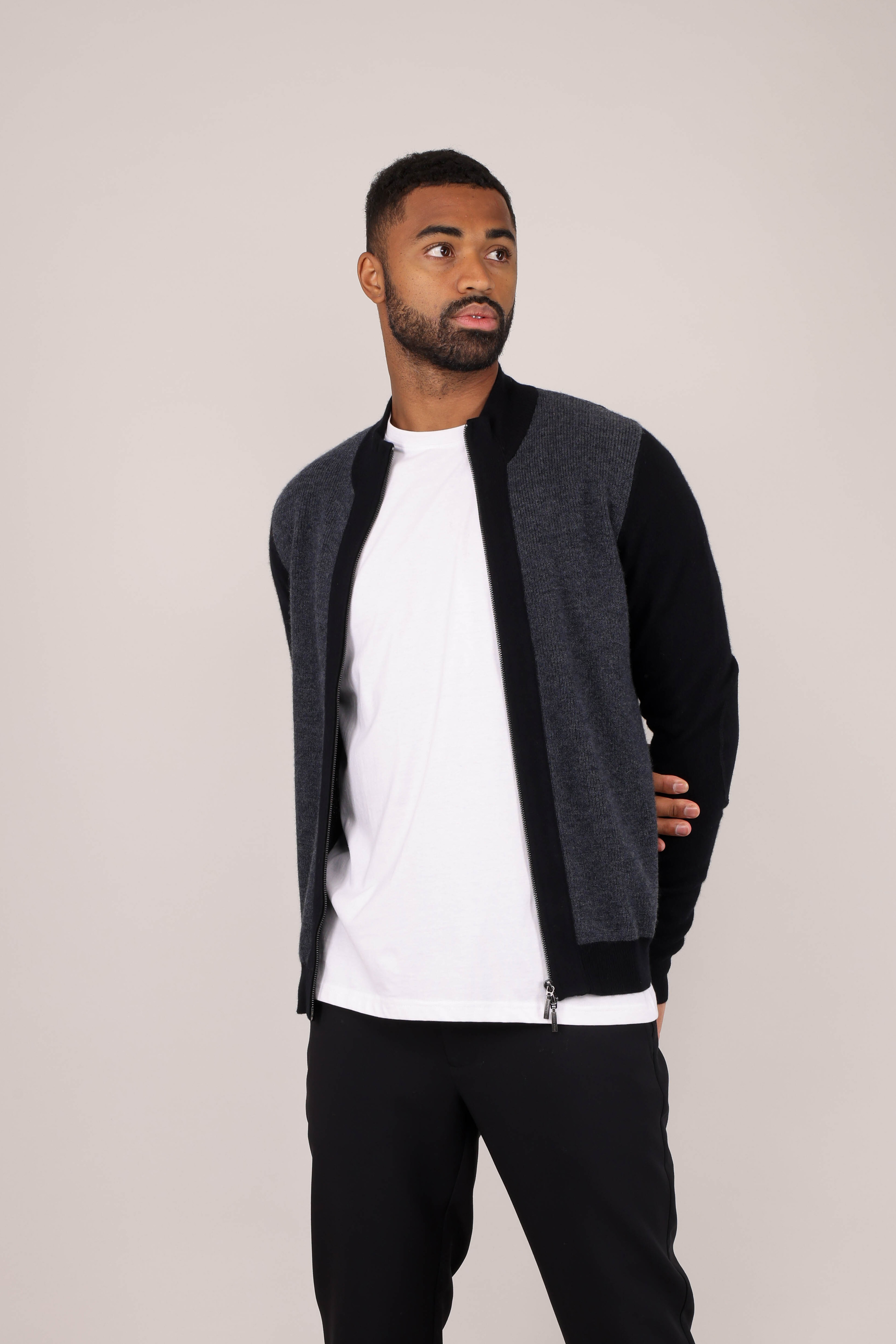 Urban Pioneers Male Milton Zip CARDIGAN BLACK