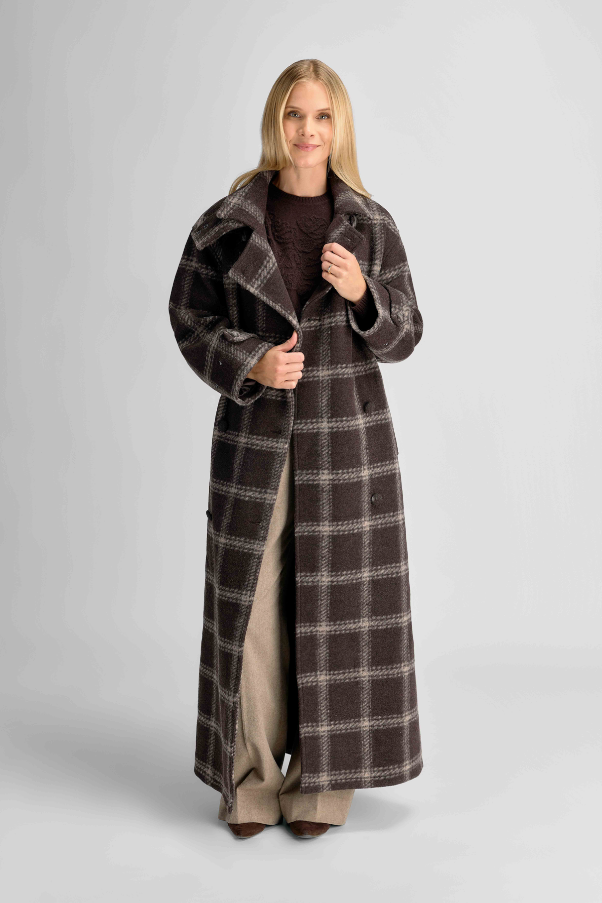 Urban Pioneers Female Nora Trenchcoat COAT BLACK COFFEE CHECK
