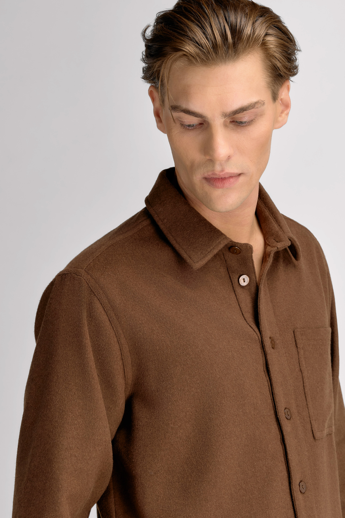 Urban Pioneers Male Orazio Wool Shirt SHIRT DARK TOFFEE