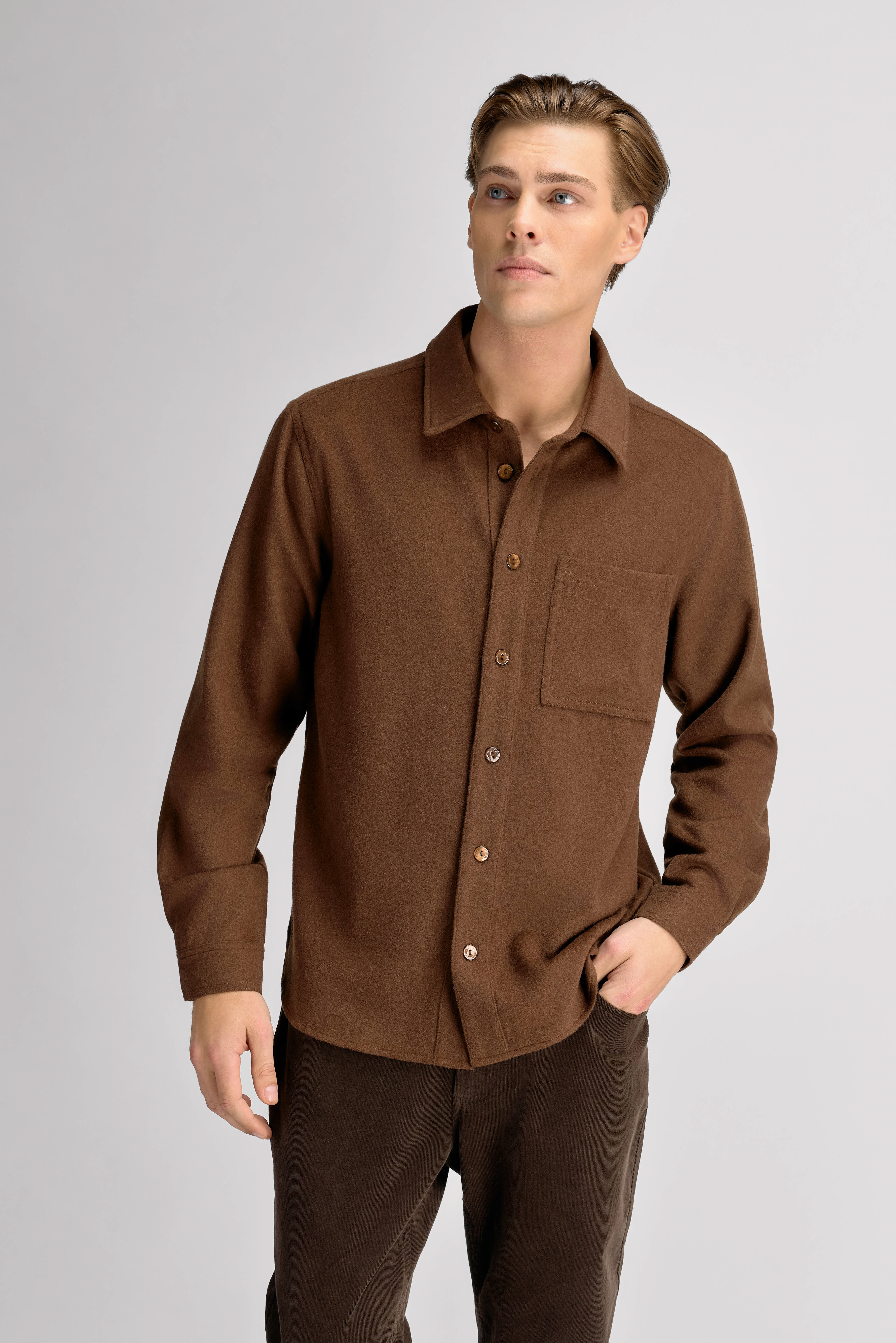 Urban Pioneers Male Orazio Wool Shirt SHIRT DARK TOFFEE