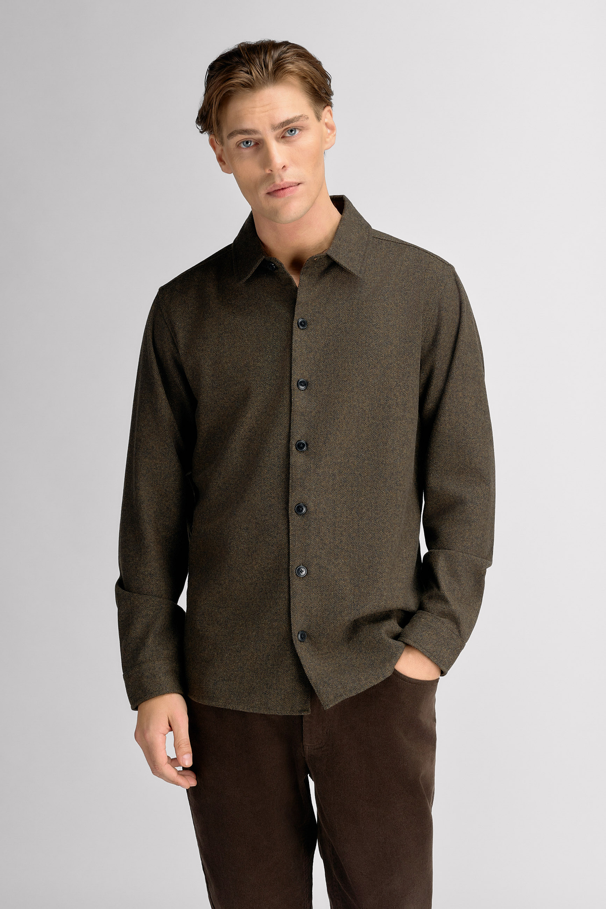 Urban Pioneers Male Oskar Wool Shirt SHIRT DARK OLIVE