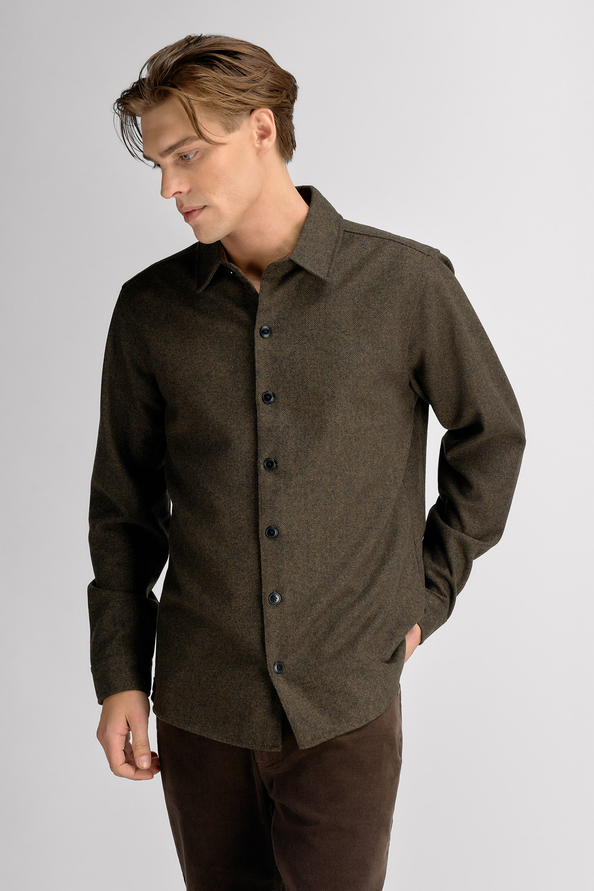 Urban Pioneers Male Oskar Wool Shirt SHIRT DARK OLIVE