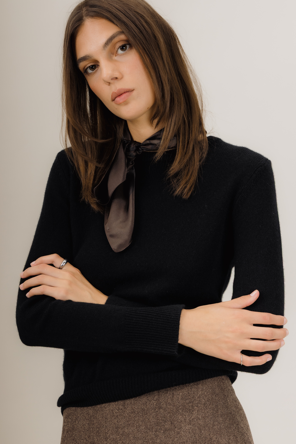 Urban Pioneers Uni Palma Silk SCARF BLACK COFFEE