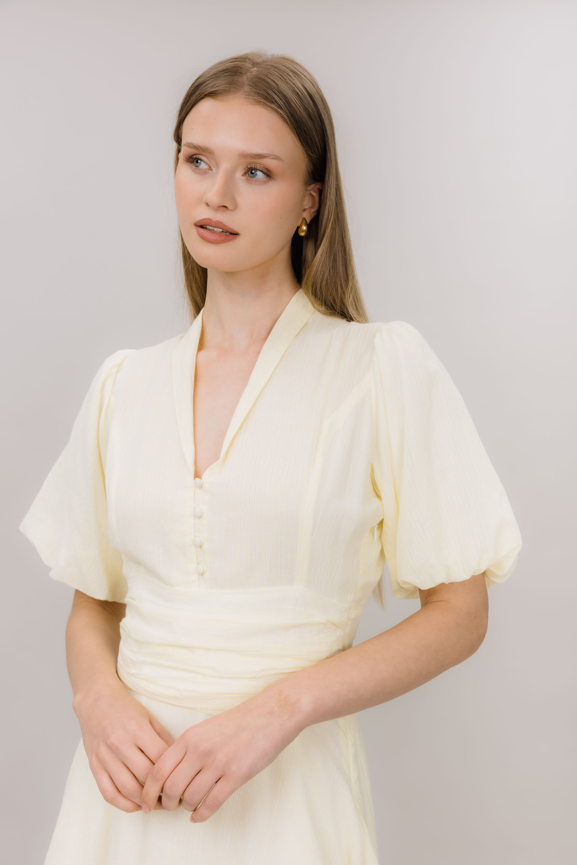 Urban Pioneers Female Papira Dress DRESS YELLOW STRIPES