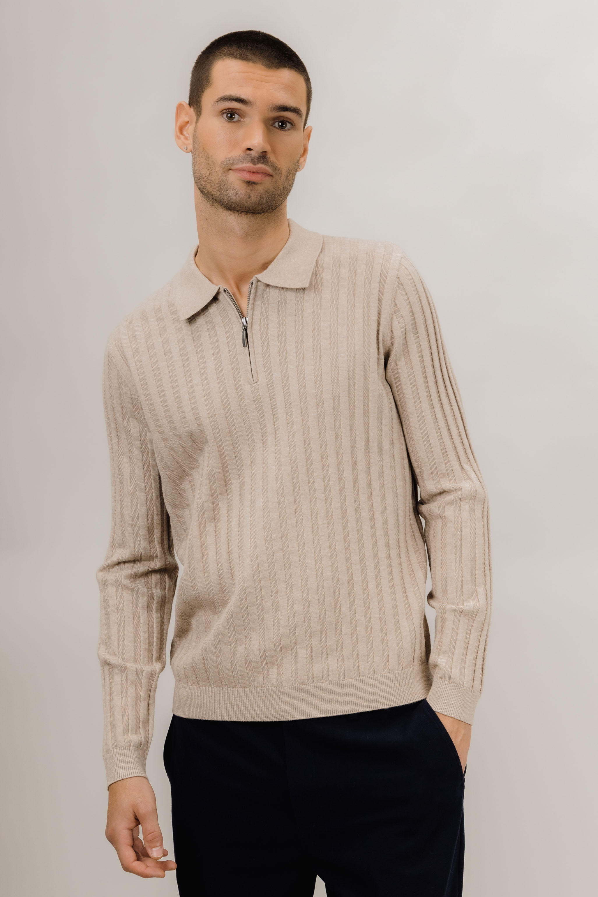 Urban Pioneers Male Phillip Half-zip SWEATER LIGHT SAND