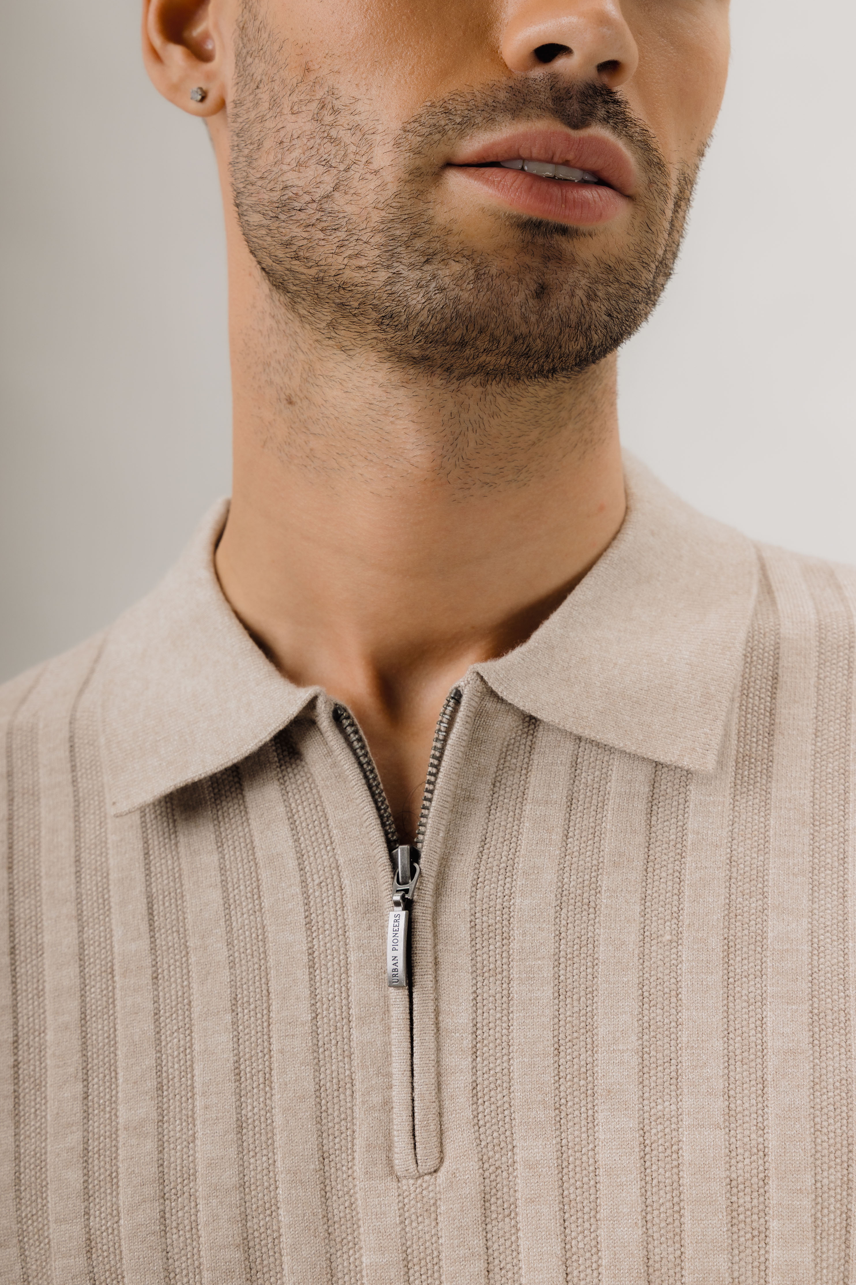 Urban Pioneers Male Phillip Half-zip SWEATER LIGHT SAND