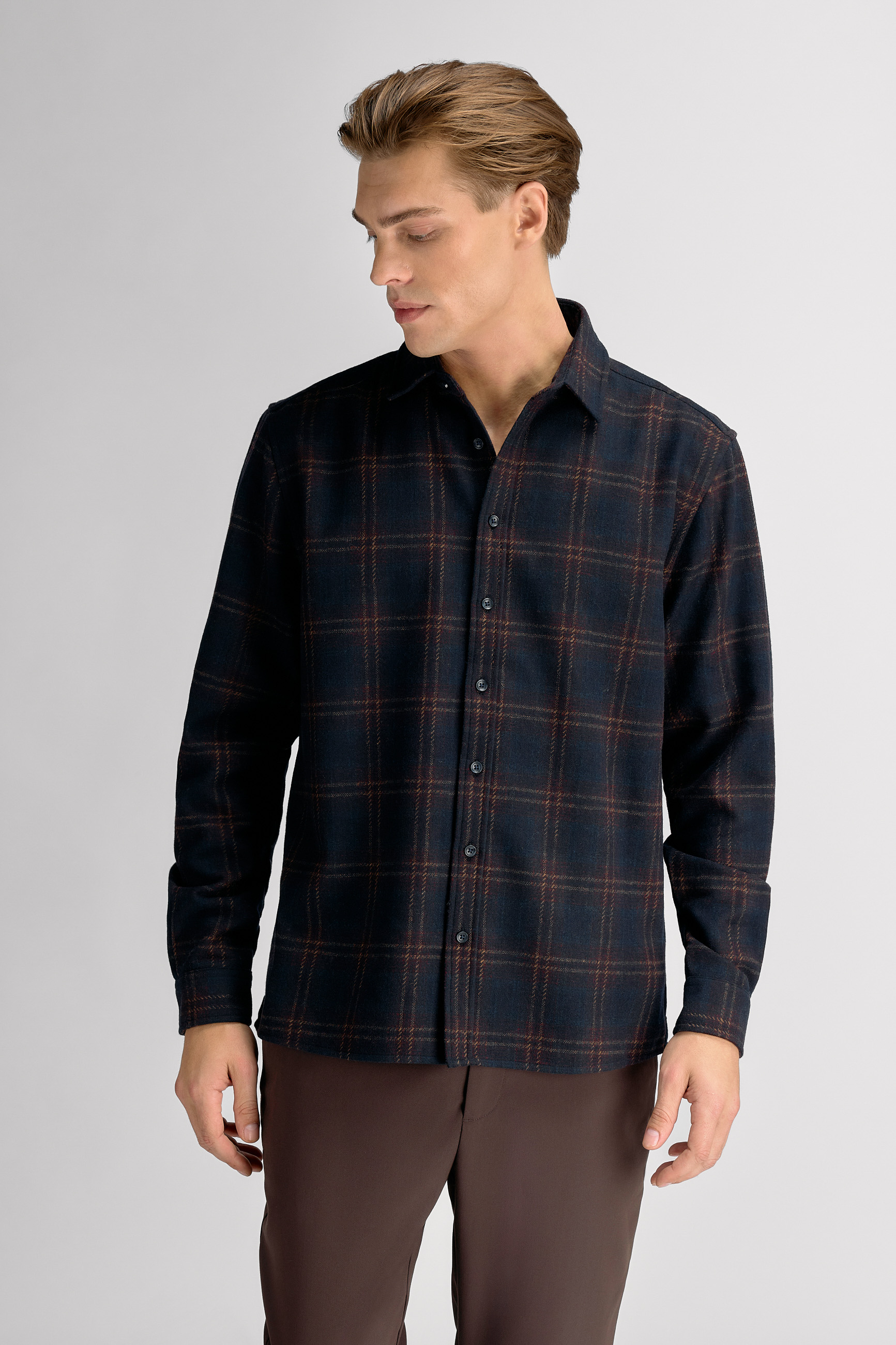 Urban Pioneers Male Piero Wool Shirt SHIRT NAVY CHECK