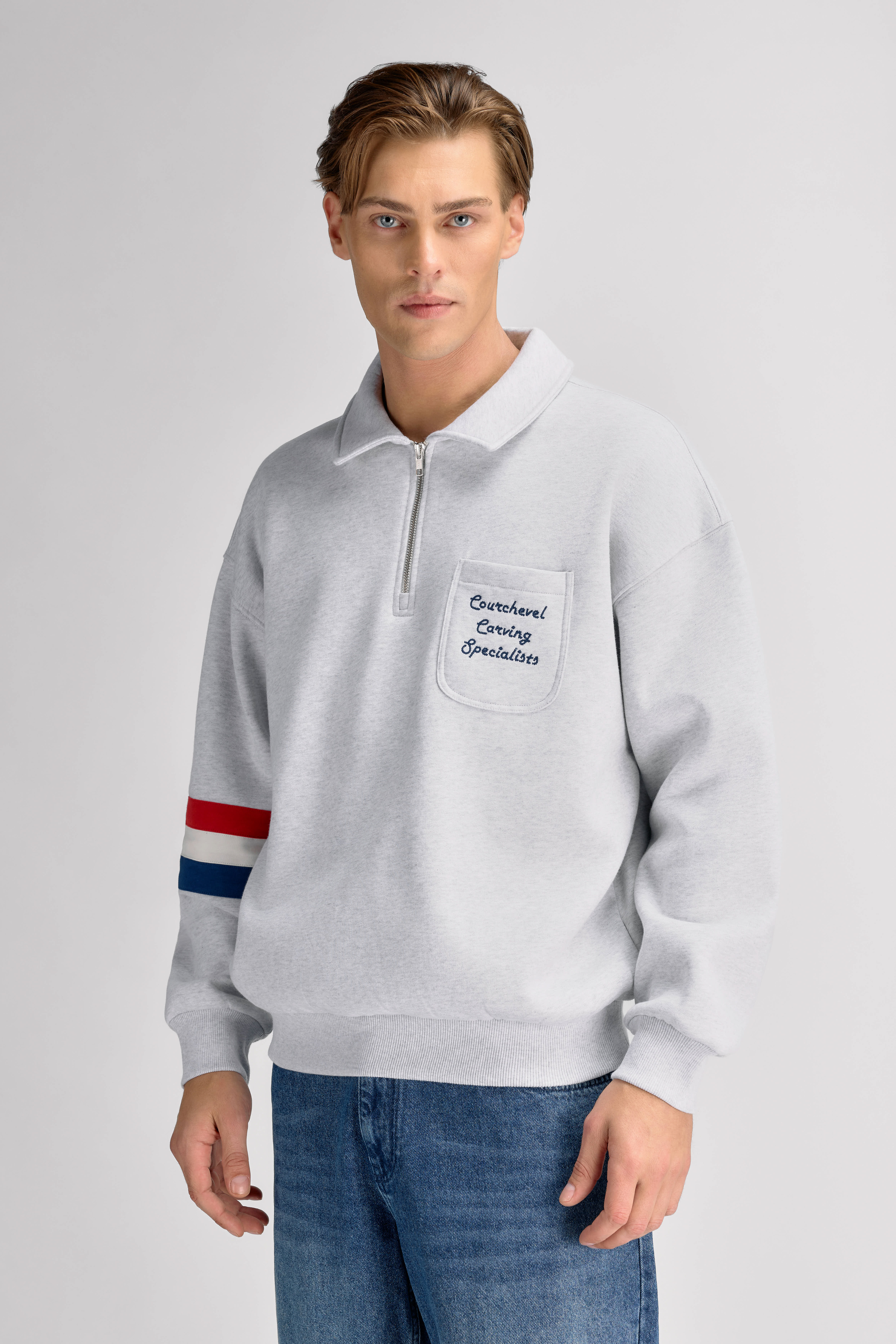 Urban Pioneers Male Pralong Half-Zip SWEATER GREY MELANGE