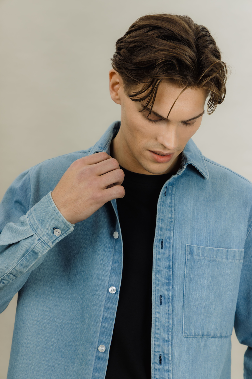 Urban Pioneers Male Rocco LS Shirt SHIRT LIGHT BLUE DENIM