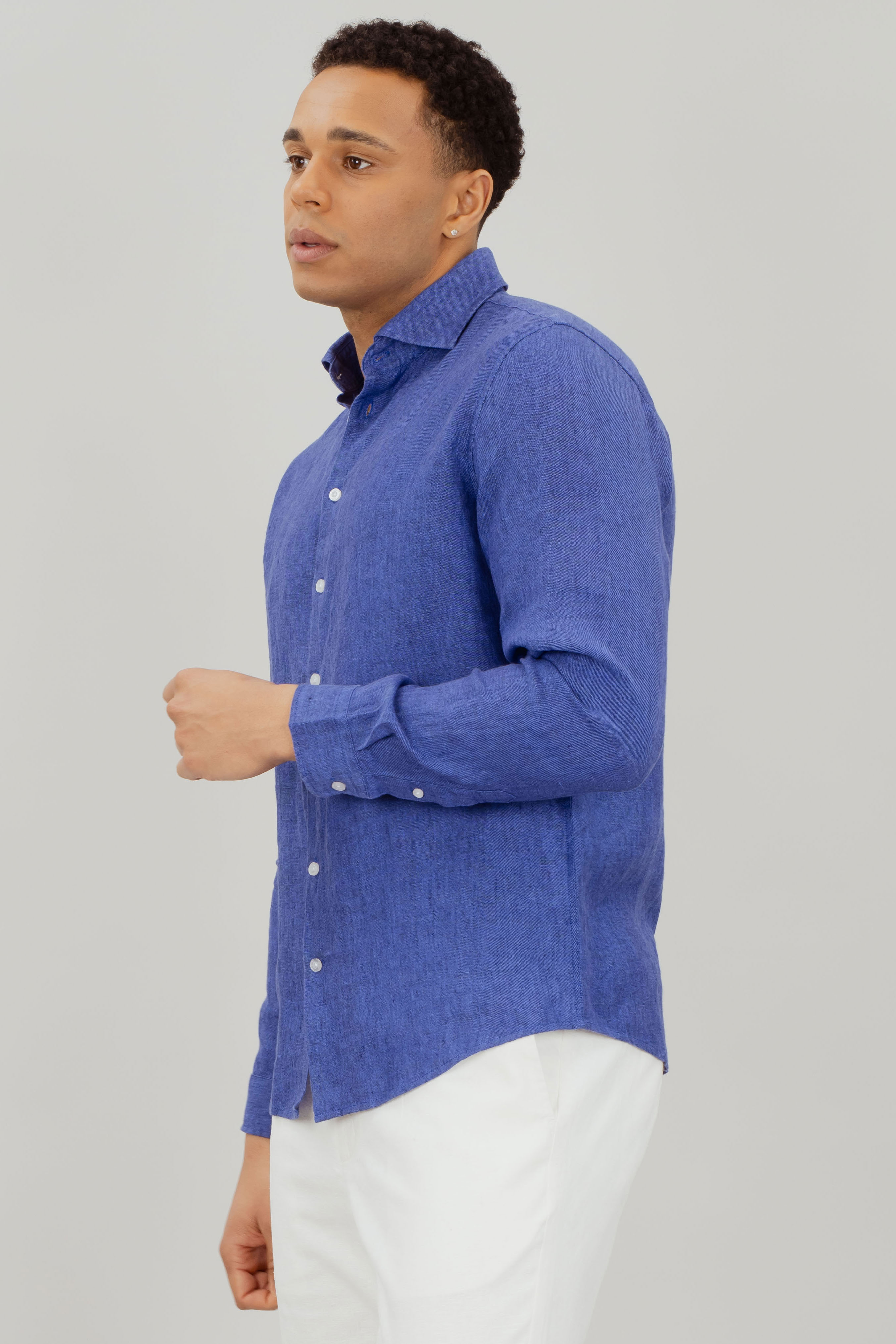 Urban Pioneers Male Salvatore LS SHIRT BLUE