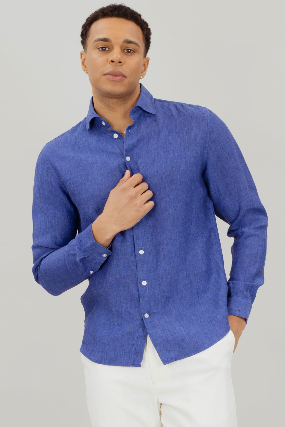 Urban Pioneers Male Salvatore LS SHIRT BLUE