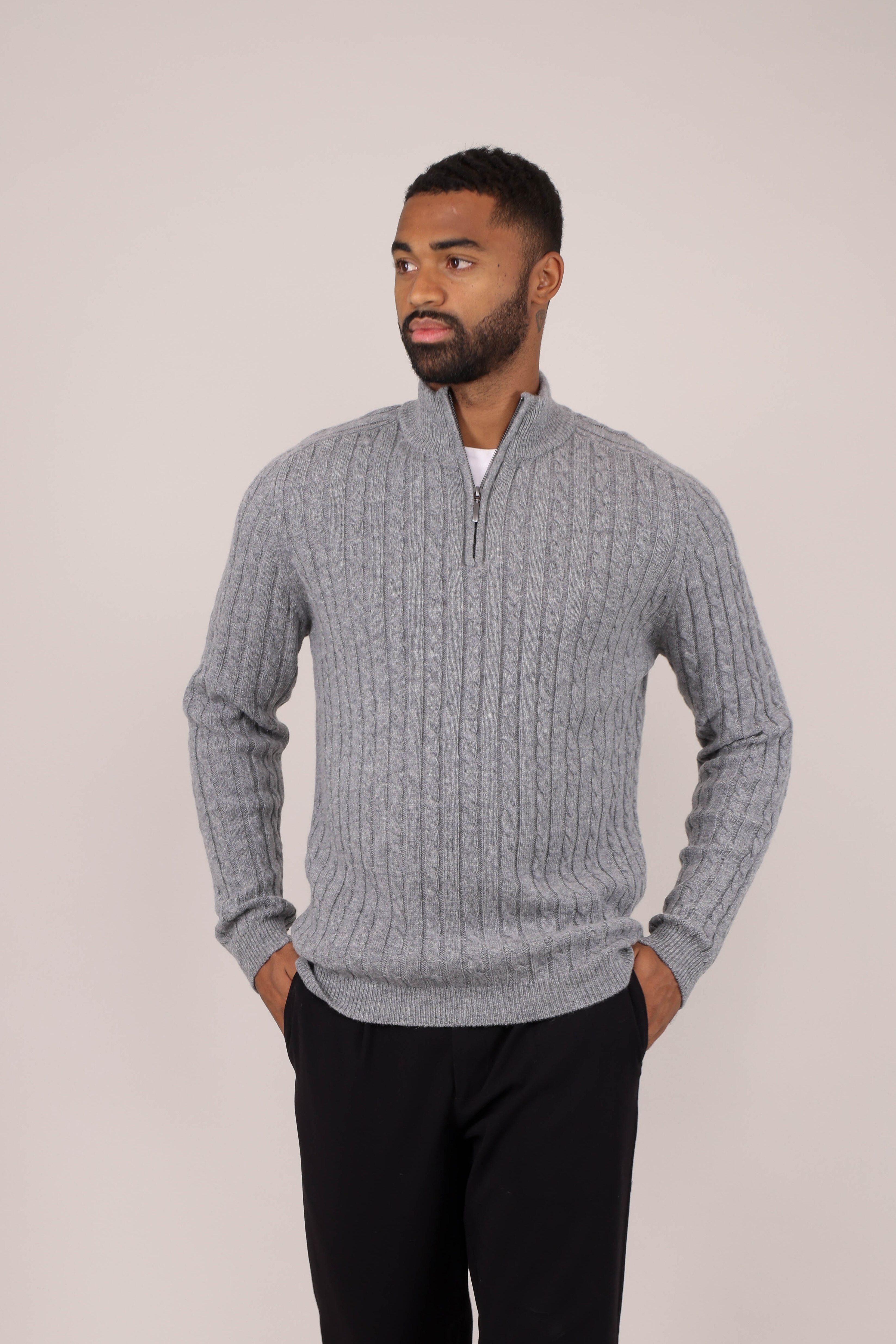 Urban Pioneers Male Walt Half-zip SWEATER GREY MELANGE