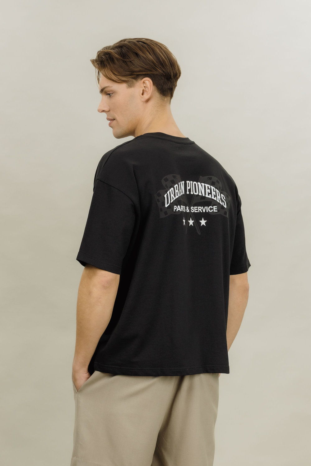 Urban Pioneers Male Wheels Tee T-SHIRT BLACK MECHANIC