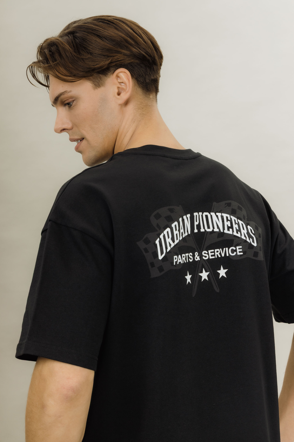 Urban Pioneers Male Wheels Tee T-SHIRT BLACK MECHANIC