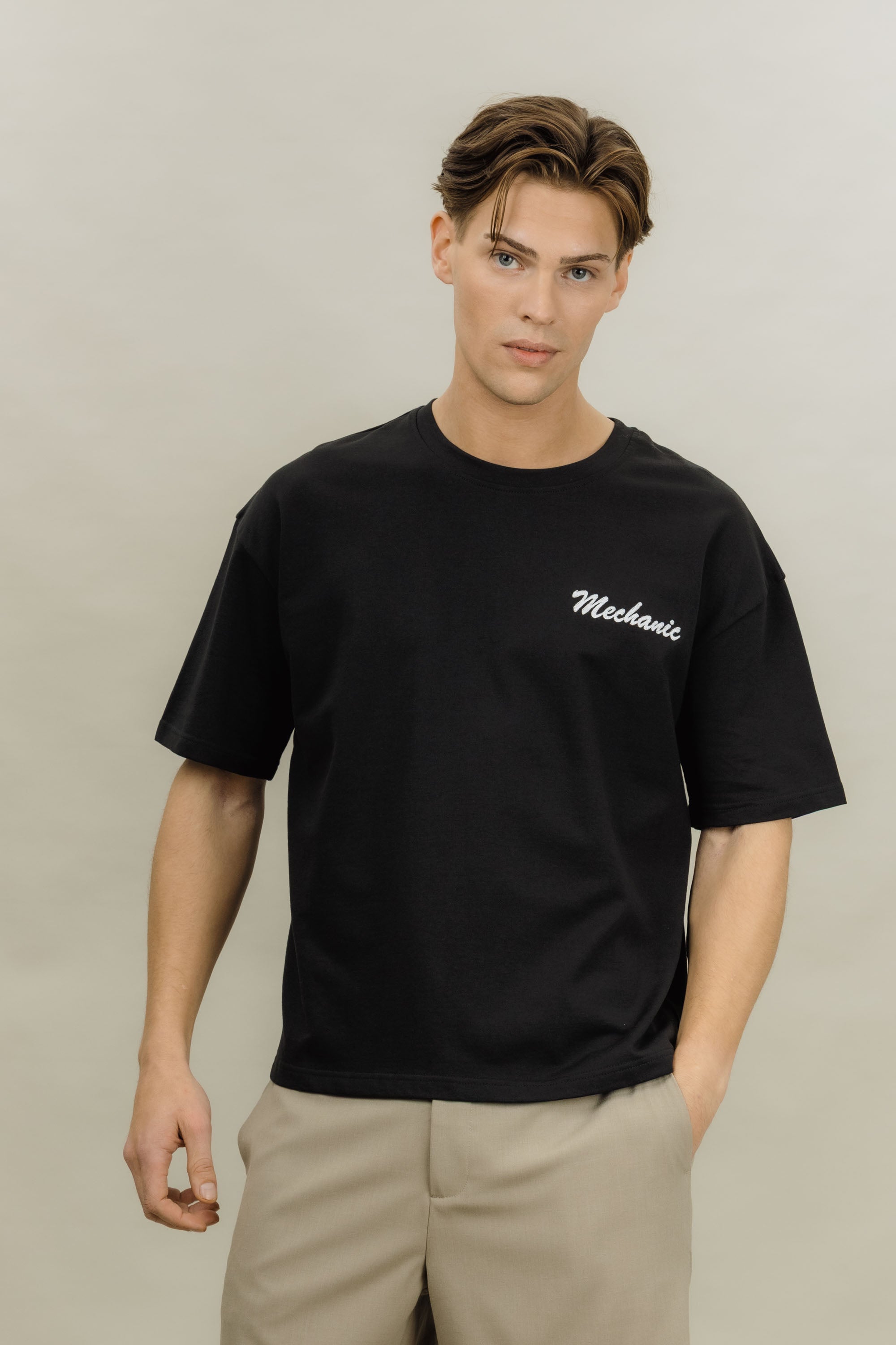 Urban Pioneers Male Wheels Tee T-SHIRT BLACK MECHANIC