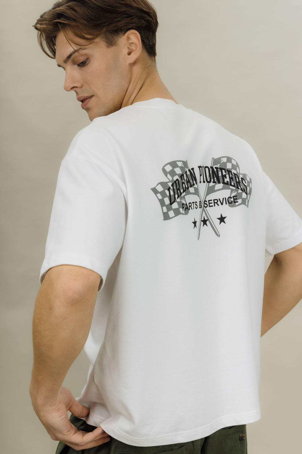 Urban Pioneers Male Wheels Tee T-SHIRT WHITE MECHANIC