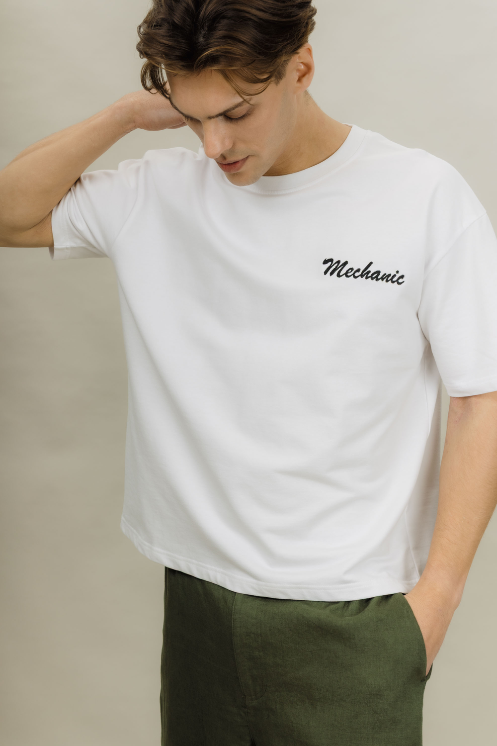Urban Pioneers Male Wheels Tee T-SHIRT WHITE MECHANIC