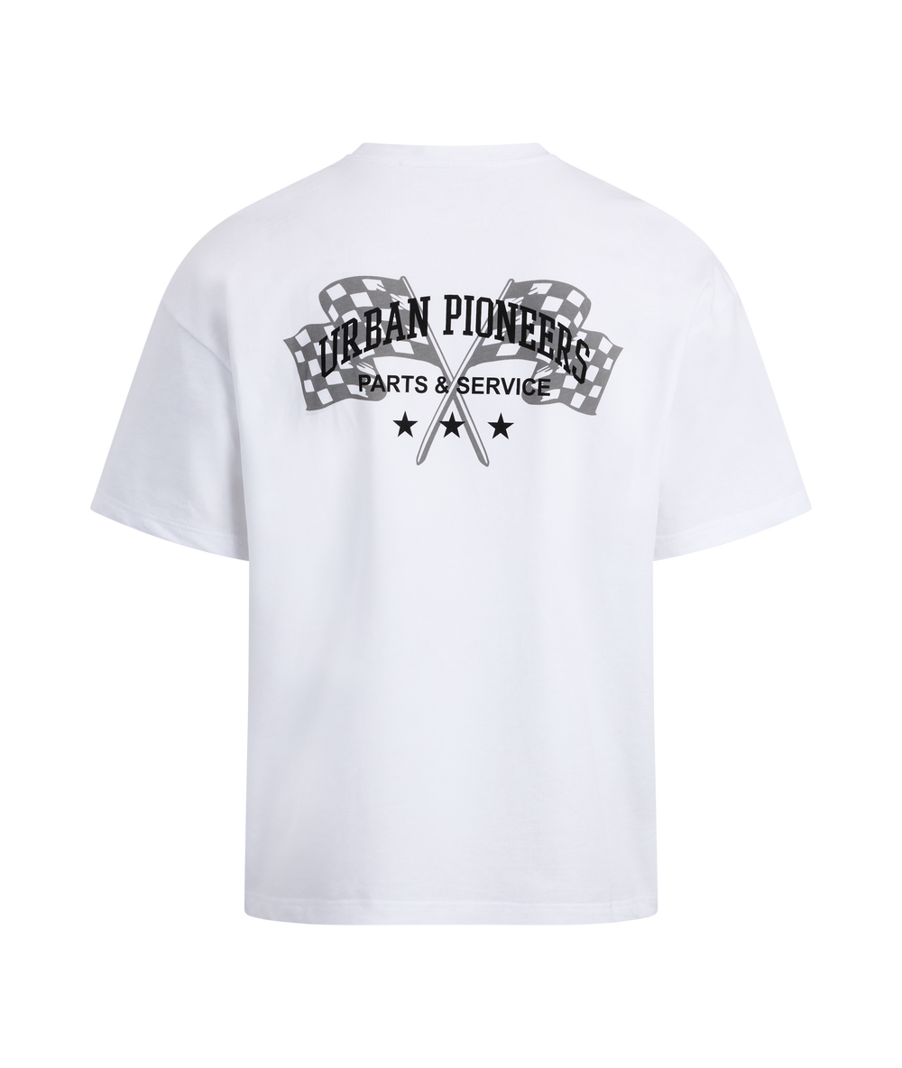 Urban Pioneers Male Wheels Tee T-SHIRT WHITE MECHANIC