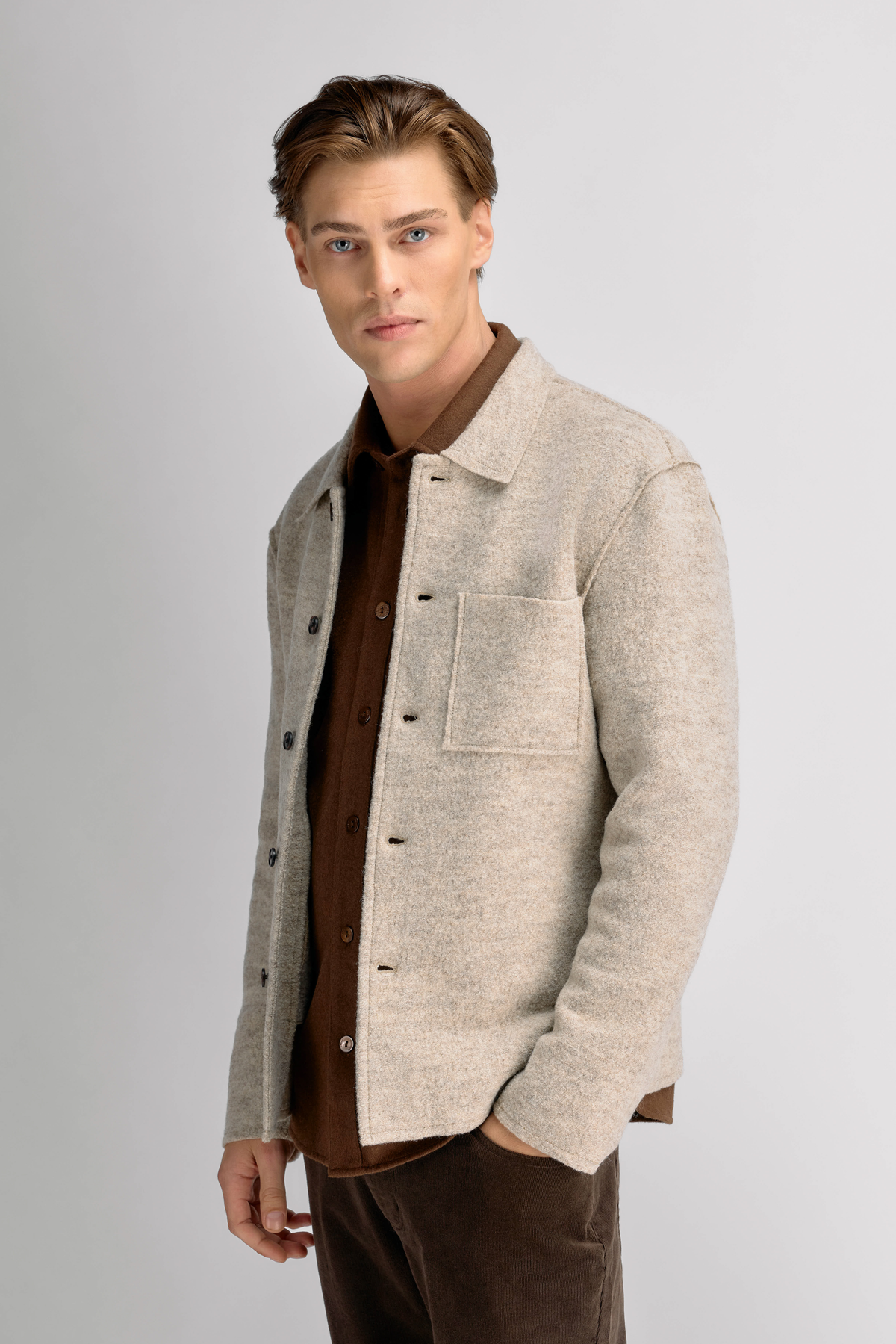 Urban Pioneers Male Zeno Wool shirt OVERSHIRT LIGHT SAND